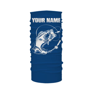 Custom Name Bass Fishing Camouflage Blue Performance Fishing Shirt, Bass Fishing Jerseys FSD2640