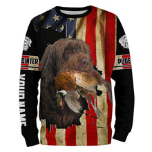 Load image into Gallery viewer, Pudelpointer Pheasant hunting Dogs American flag Custom Name Shirts, gifts for hunting dog owners FSD3798