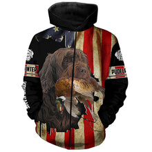 Load image into Gallery viewer, Pudelpointer Pheasant hunting Dogs American flag Custom Name Shirts, gifts for hunting dog owners FSD3798