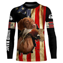 Load image into Gallery viewer, Vizsla Bird Dog Pheasant hunting American flag Custom Name Shirts, gifts for hunting dog owners FSD3801