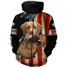 Load image into Gallery viewer, Bird Dog Labs red Labrador Pheasant hunting American flag Custom Name Shirts, gifts for dog owners FSD3802