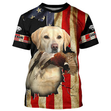 Load image into Gallery viewer, Bird Dog Labs yellow Labrador Pheasant hunting American flag Custom Name Shirts, Hoodie FSD3805