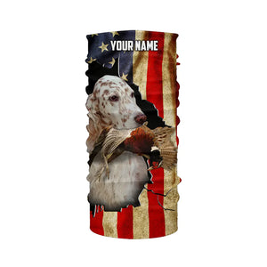 English Setter bird Dog Pheasant hunting American flag Customized Name Shirts, Hoodie FSD3807