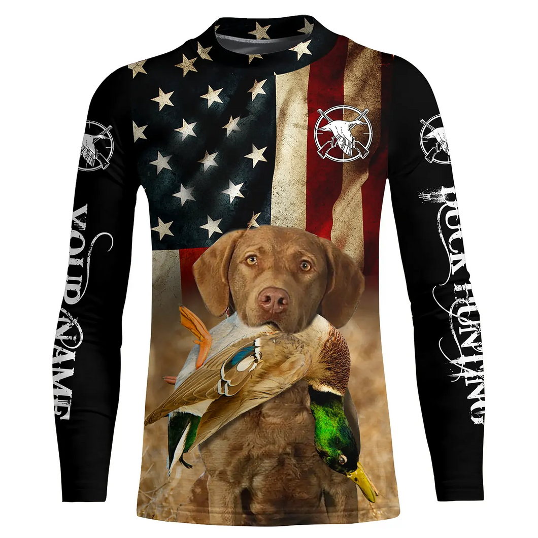 Best Duck Hunting Dog Chesapeake Bay Retriever American flag 3D All over printed Shirts FSD3863