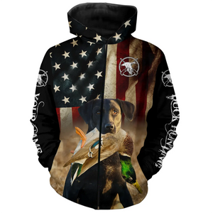 Best Duck Hunting Dogs black Labrador Retriever American flag 3D All over printed Shirts FSD3864