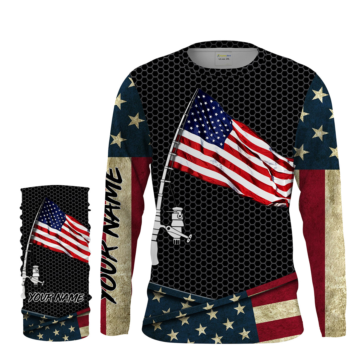 Fishing shirt American flag fishing rod Custom Name Sun protection Shirt Personalized fishing gifts ideas FSD1798