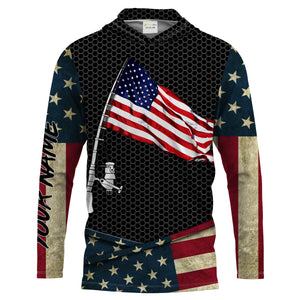 Fishing shirt American flag fishing rod Custom Name Sun protection Shirt Personalized fishing gifts ideas FSD1798