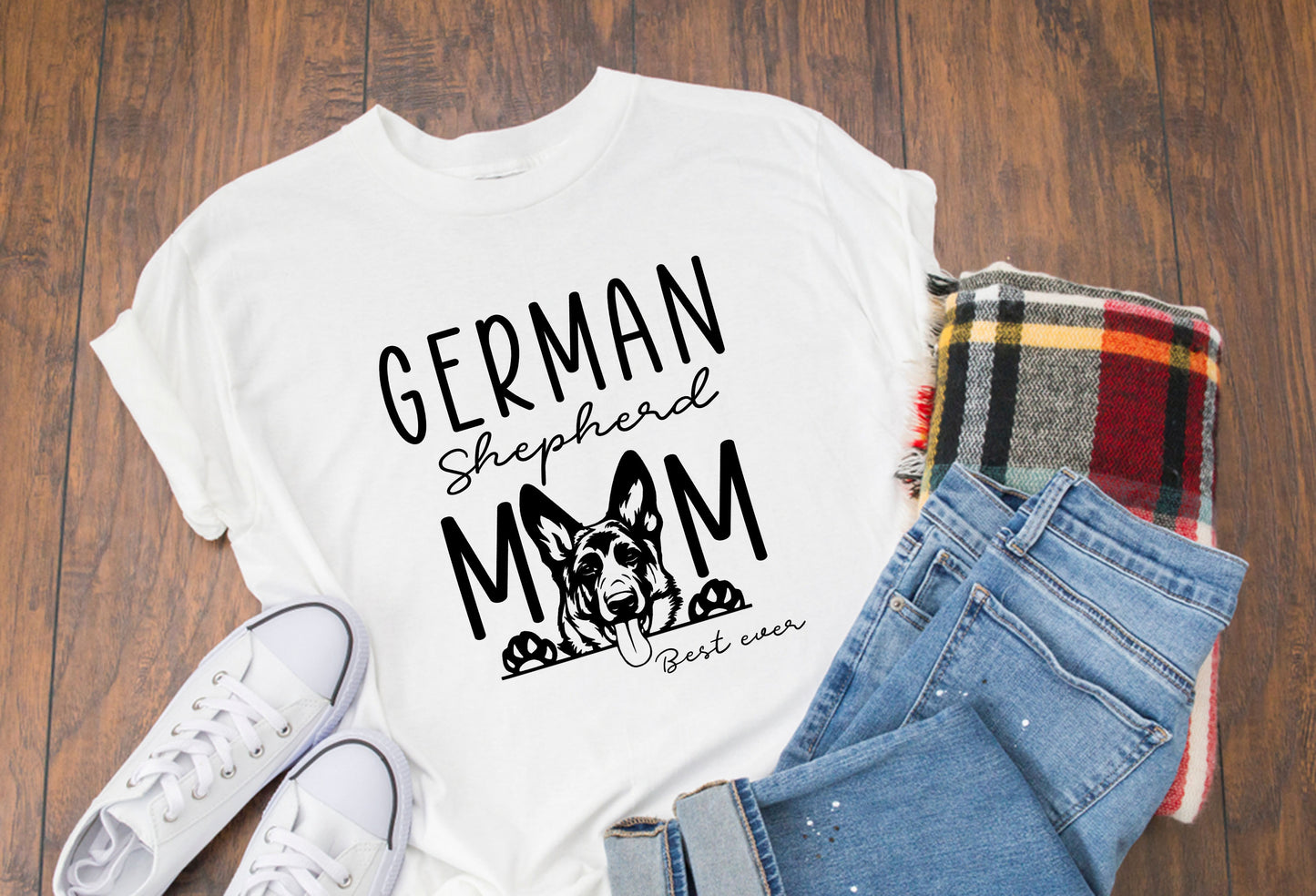 Womens German Shepherd Mom Best Ever Shirt Funny Dog Mom Gift Smiling Dog Standard T-shirt FSD2366D08