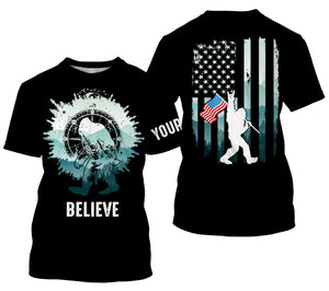 Personalized Bigfoot Believe Peace Sign American Flag 3D Shirt Full Printing - TNN286
