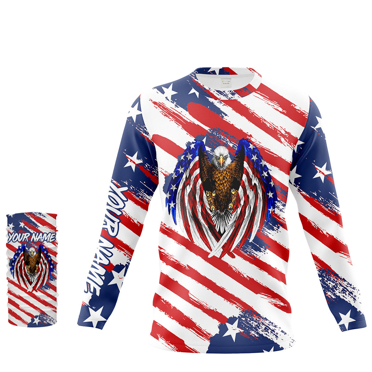 Personalized Eagle American Flag Patriotic Longsleeve 3D For Men