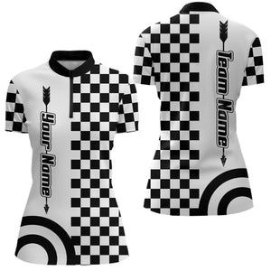 Personalized Archery Checkerboard Pattern Women Quarter-Zip Shirts Best Archery Game Shirts TDM0480