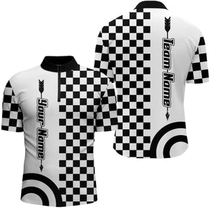 Personalized Archery Checkerboard Pattern Men Quarter-Zip Shirts Best Archery Game Shirts TDM0480