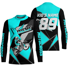 Load image into Gallery viewer, Turquoise Xtreme Motocross Jersey UPF30+ Custom Dirt Bike Racing Shirt Youth Men Off-road Riding NMS1435