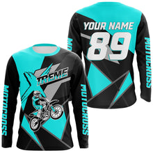 Load image into Gallery viewer, Turquoise Xtreme Motocross Jersey UPF30+ Custom Dirt Bike Racing Shirt Youth Men Off-road Riding NMS1435