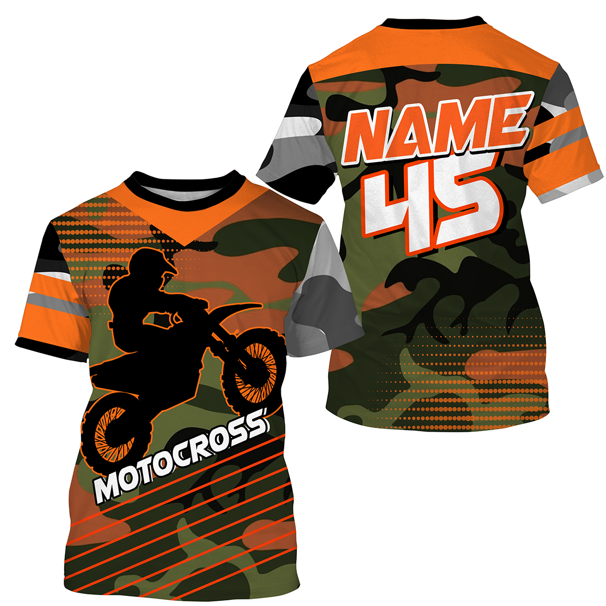Camo Motocross Personalized Jersey UPF30+ UV Protect, Dirt Bike Racing Motorcycle Off-road Youth Riders| NMS450