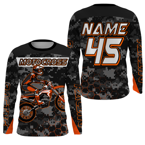 Personalized Camo Motocross Jersey UPF30+ UV Anti, Dirt Bike Racing Motorcycle Off-road Youth Riders| NMS451