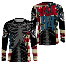 Load image into Gallery viewer, Personalized Racing Jersey UPF30+ Patriotic Chest Bone Motorcycle Motocross Off-Road Riders Racewear| NMS725