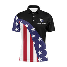 Load image into Gallery viewer, American Flag Bowling Shirt for Men Custom Bowling Jersey Funny Patriots Bowlers League Polo Shirt NBP150