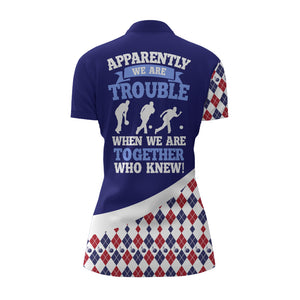 Custom Bowling Shirt for Women, Blue Argyle Bowling Jersey with Name League Quarter-Zip Shirt NBZ175