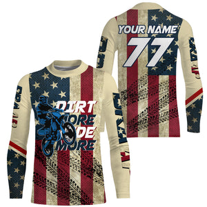 Kid&Adult Custom Motocross Jersey UPF30+ American Flag Dirt Bike MX Racing Dirt More Ride More NMS1153