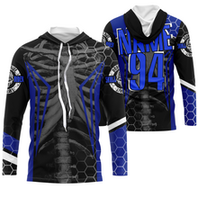 Load image into Gallery viewer, Personalized Racing Jersey UPF30+, Cool Bone Motorcycle Motocross Off-Road Riders Racewear - Blue| NMS625