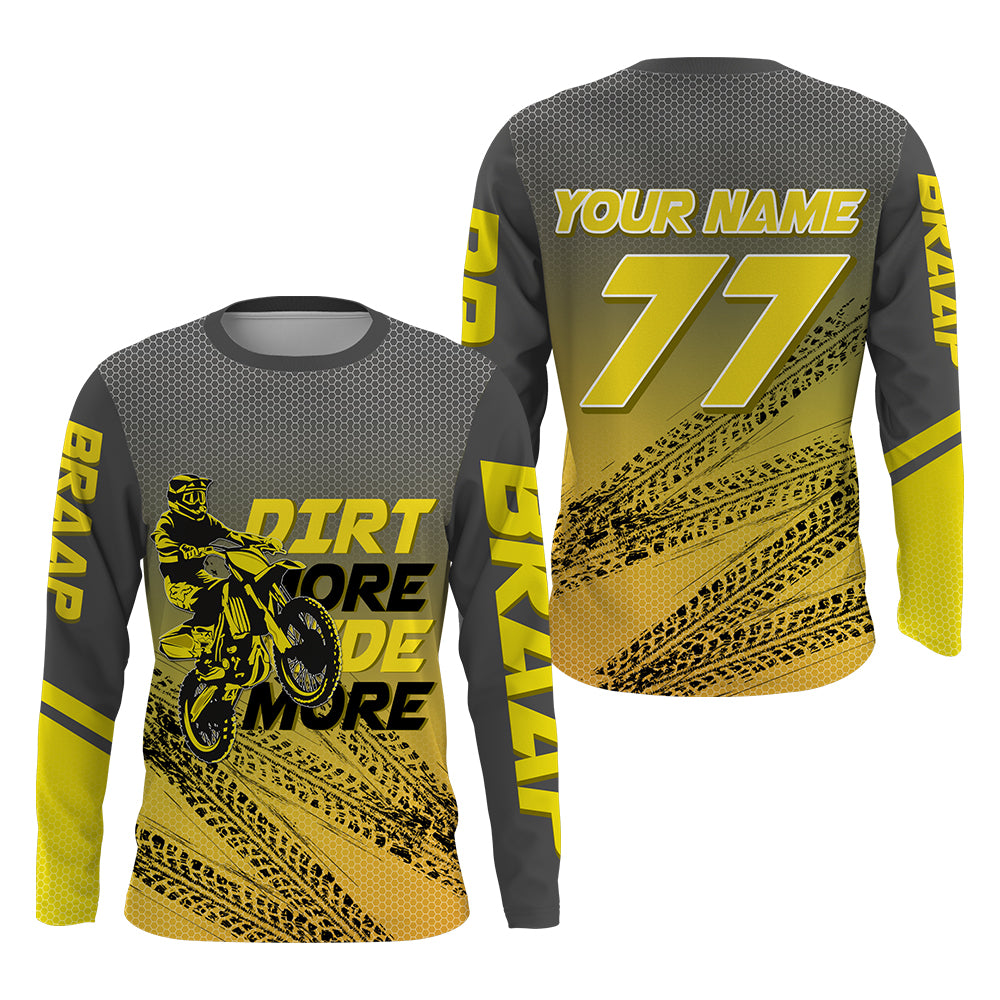 Kid&Adult Custom Motocross Jersey Yellow UPF30+ Dirt Bike MX Racing Dirt More Ride More Off-road NMS1461