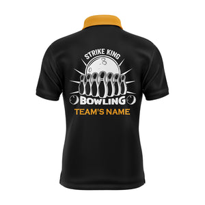 Custom Bowling Shirt for Men, Vintage Yellow&Black Bowling Polo Jersey for Team Bowling King NBP166