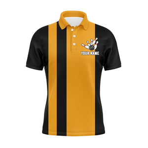 Custom Bowling Shirt for Men, Vintage Yellow&Black Bowling Polo Jersey for Team Bowling King NBP166