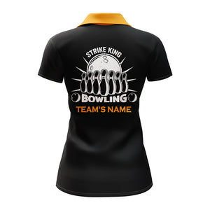 Custom Bowling Shirt for Women, Vintage Yellow&Black Bowling Polo Jersey Team Bowling Ladies Girl NBP166