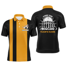 Load image into Gallery viewer, Custom Bowling Shirt for Men, Vintage Yellow&amp;Black Bowling Polo Jersey for Team Bowling King NBP166