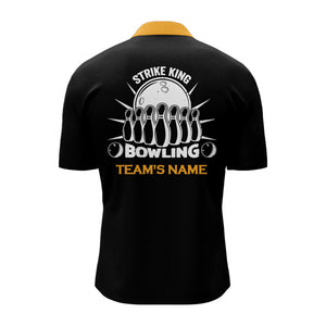 Custom Bowling Shirt for Men, Vintage Yellow&Black Bowling Quarter-Zip Jersey for Team Bowling King NBZ166