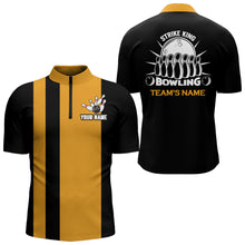 Load image into Gallery viewer, Custom Bowling Shirt for Men, Vintage Yellow&amp;Black Bowling Quarter-Zip Jersey for Team Bowling King NBZ166