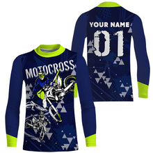 Load image into Gallery viewer, Personalized Motocross Jersey Blue UPF30+ Adult Youth Extreme Dirt Bike Racing Shirt Off-road NMS1394