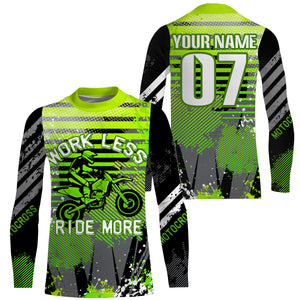 Work Less Ride More motocross jersey personalized UPF30+ kid adult dirt bike racing long sleeves NMS1094