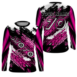 MotoGirl Custom Motocross Jersey UPF30+ Adult&Kid Pink Dirt Bike Racing Off-Road MX Motorcycle| NMS848