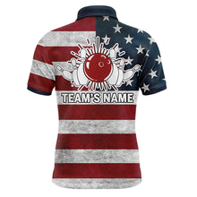 Load image into Gallery viewer, American Flag Bowling Shirt for Men, Custom Polo Team Bowling Jersey with Names, Patriots Shirt NBP147