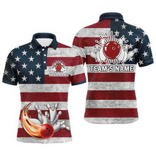 Load image into Gallery viewer, American Flag Bowling Shirt for Men, Custom Polo Team Bowling Jersey with Names, Patriots Shirt NBP147