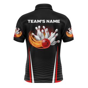 Personalized Flame Bowling Shirt for Men, Custom Team's Name Bowling Lovers Vintage Bowler Jersey NBP125