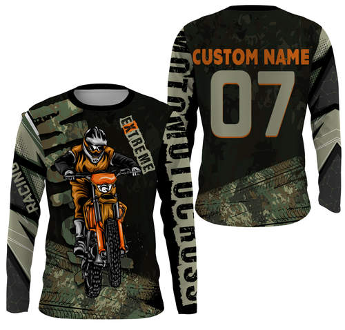 Personalized Motocross Jersey UPF30+ UV Protection, Extreme Dirt Bike Racing Off-Road Motorcycle Rider| NMS270