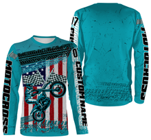 Load image into Gallery viewer, Motocross Racing Jersey American Flag Over Printed Hoodie, Custom MotoX Dirt Bike Off-road Motorcycle| NMS272