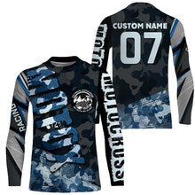 Load image into Gallery viewer, Blue Camo Custom Motocross Jersey UPF30+ No Guts No Glory Dirt Bike Shirt MX Racing Adult&amp;Kid NMS1445