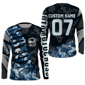 Blue Camo Custom Motocross Jersey UPF30+ No Guts No Glory Dirt Bike Shirt MX Racing Adult&Kid NMS1445