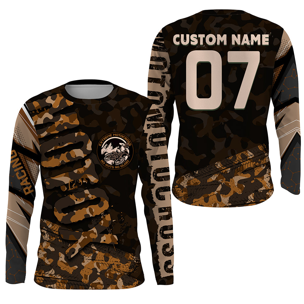 Brown Camo Custom Motocross Jersey UPF30+ No Guts No Glory Dirt Bike S –  ChipteeAmz