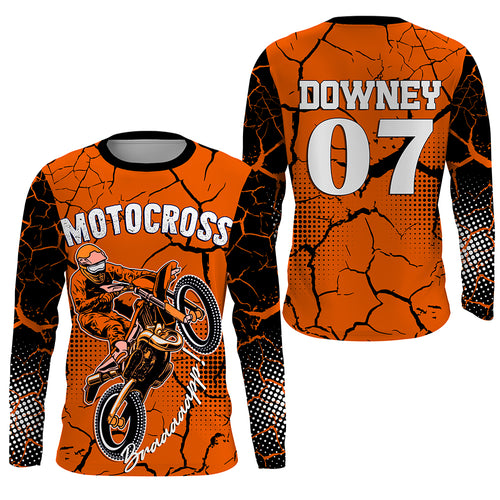 Orange Personalized Motocross Jersey UPF30+ Kid Men Women Dirt Bike Shirt MX Racing Off-road NMS1451