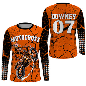 Orange Personalized Motocross Jersey UPF30+ Kid Men Women Dirt Bike Shirt MX Racing Off-road NMS1451