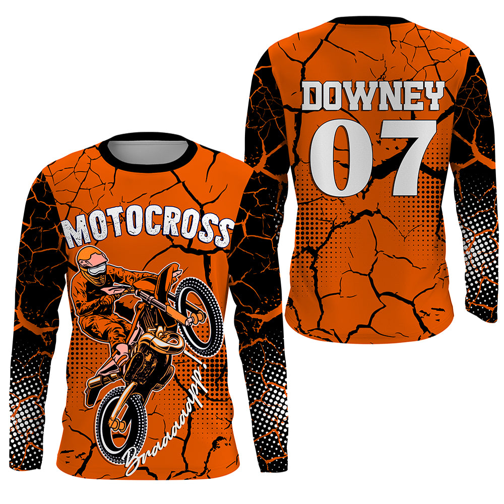 Orange Personalized Motocross Jersey UPF30+ Kid Men Women Dirt Bike Shirt MX Racing Off-road NMS1451