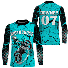 Load image into Gallery viewer, Turquoise Personalized Motocross Jersey UPF30+ Kid Men Women Dirt Bike Shirt MX Racing Off-road NMS1452