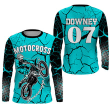 Load image into Gallery viewer, Turquoise Personalized Motocross Jersey UPF30+ Kid Men Women Dirt Bike Shirt MX Racing Off-road NMS1452