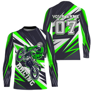 Personalized Racing Jersey Green UPF30+ Youth Men Women Dirt Bike Shirt Supercross Motocross NMS1462