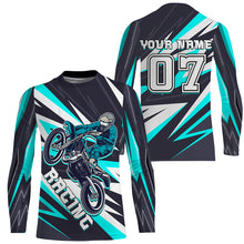 Load image into Gallery viewer, Personalized Racing Jersey Turquoise UPF30+ Youth Men Women Dirt Bike Shirt Supercross Motocross NMS1463